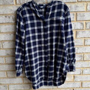 Lands' End Long Sleeve Button Down Flannel Shirt Women's Size M.